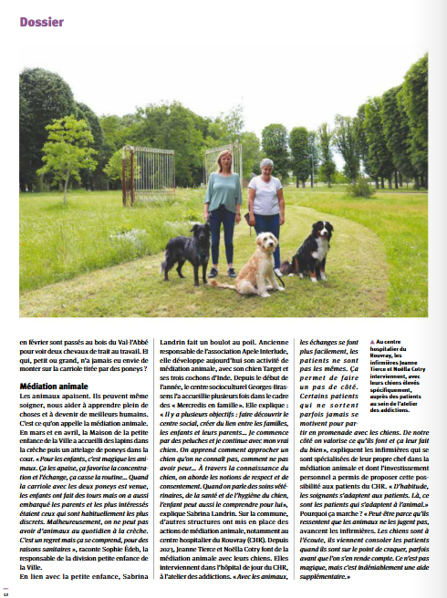 article médiation animale bien être